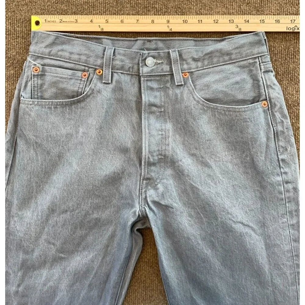 Levis 501 Jeans Mens 33x36 Button Fly Straight Leg Y2K Gray Wash Original Denim